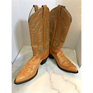 Justin Y0004 Kangaroo Skin Western Cowboy Boots 8.5D Pointed J Toe - Rare
